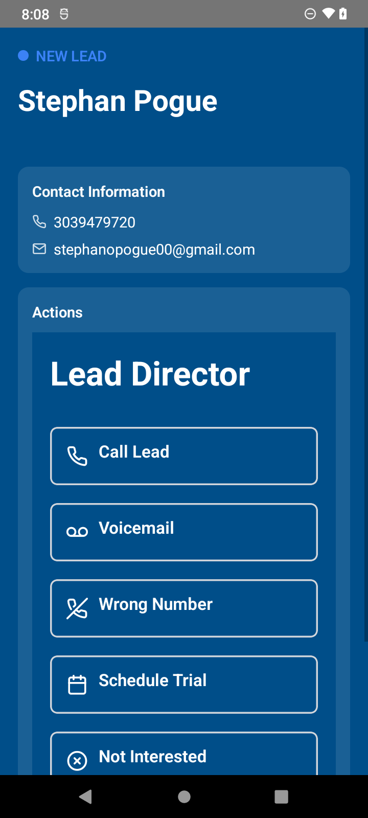 Actual demo lead detail actions